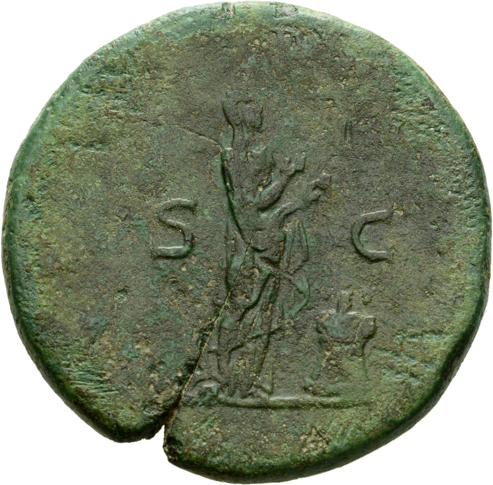 RIC II Hadrian 587B Hadrian reverse, Verschleierte Pietas steht nach r. vor Altar. Beiderseits S - C.