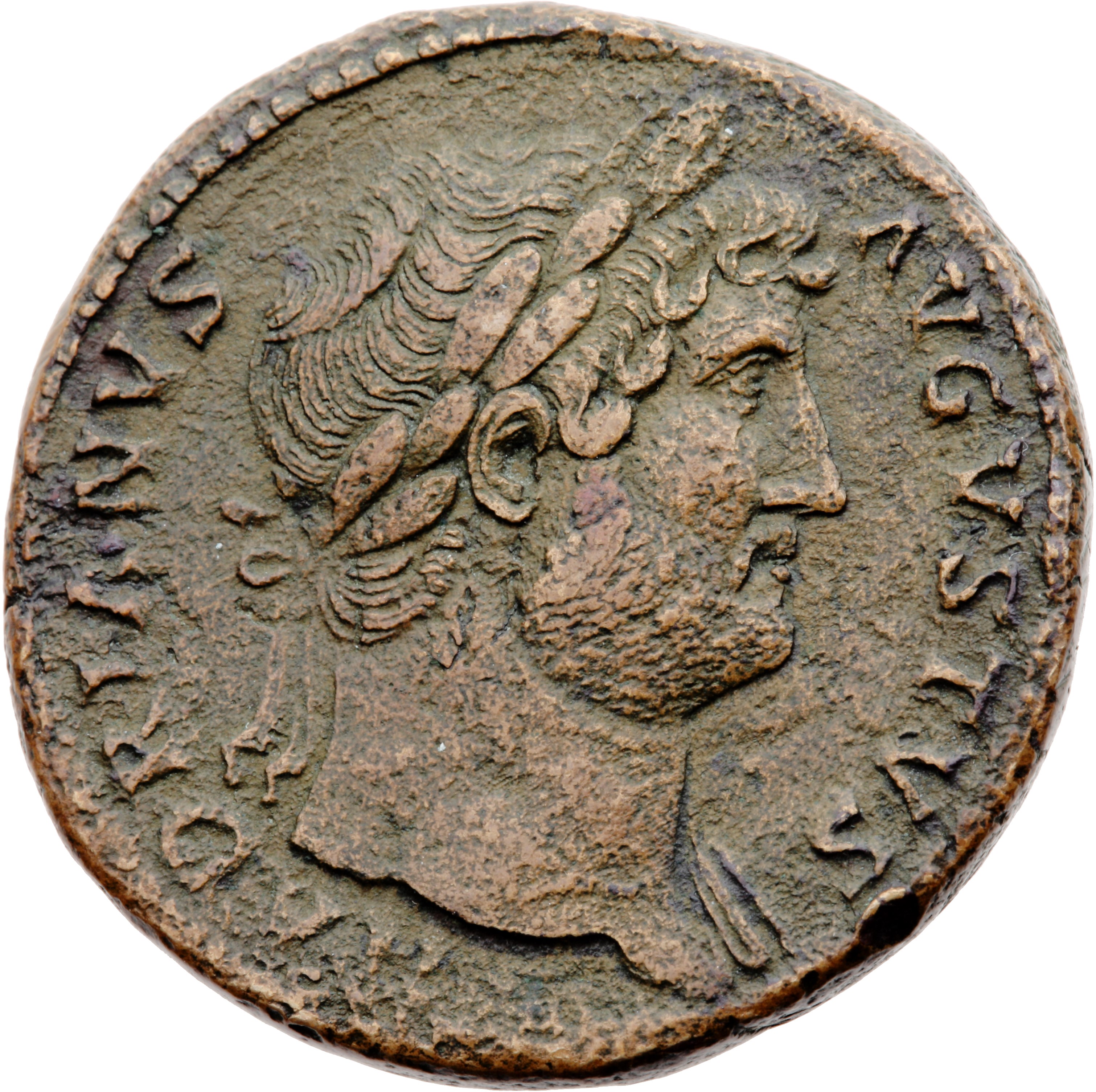 RIC II Hadrian 636c Hadrian obverse, Büste des Hadrianus mit Lorbeerkranz und Paludamentrest auf der l. Schulter nach r.