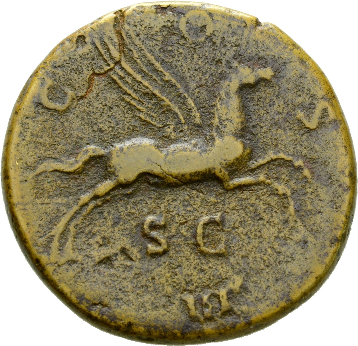 RIC II Hadrian 658j Hadrian reverse, Pegasus rennt nach r. Darunter S C.