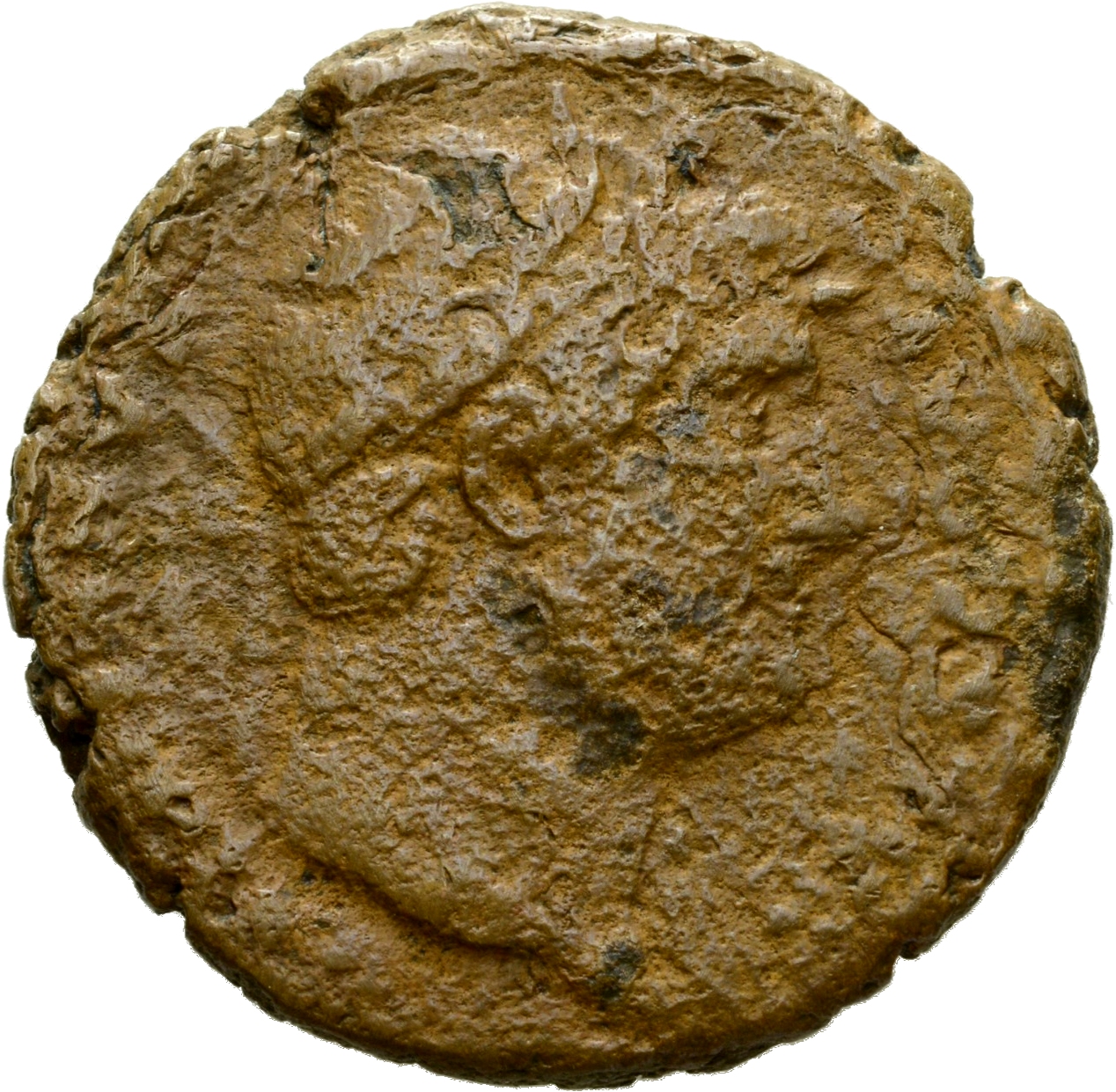 RIC II Hadrian 678 Hadrian obverse, Drapierte Büste des Hadrianus mit Lorbeerkranz nach r.