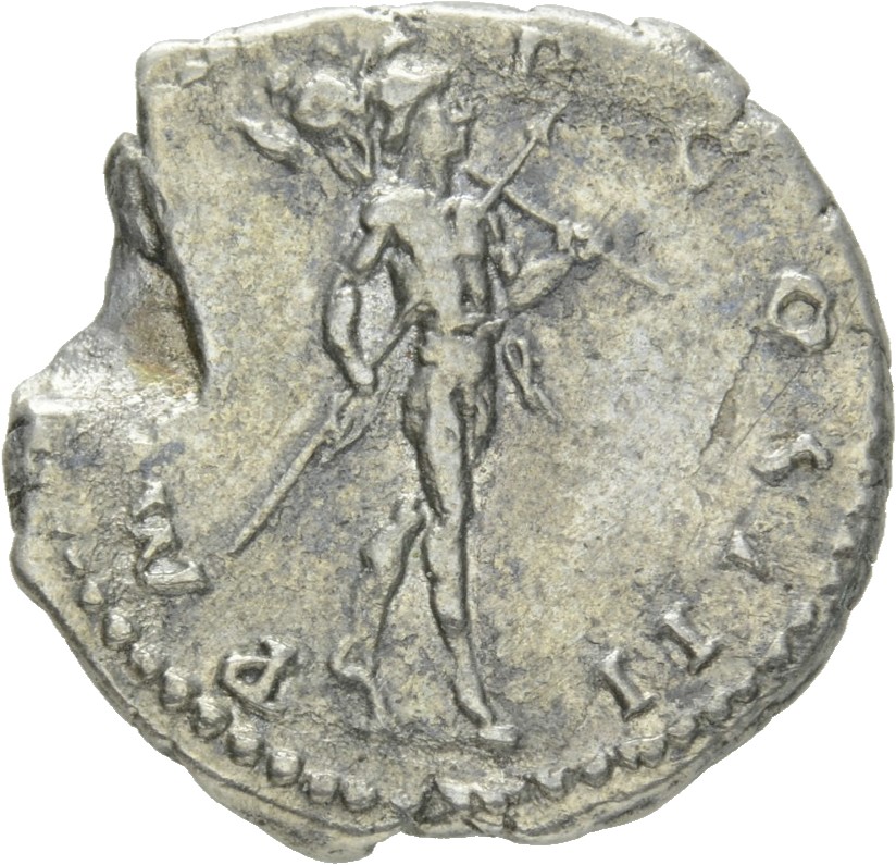 RIC II Hadrian 67b Hadrian reverse, Mars schreitet nach r., in der r. Hand hält er einen nach oben gerichteten Speer und ü...