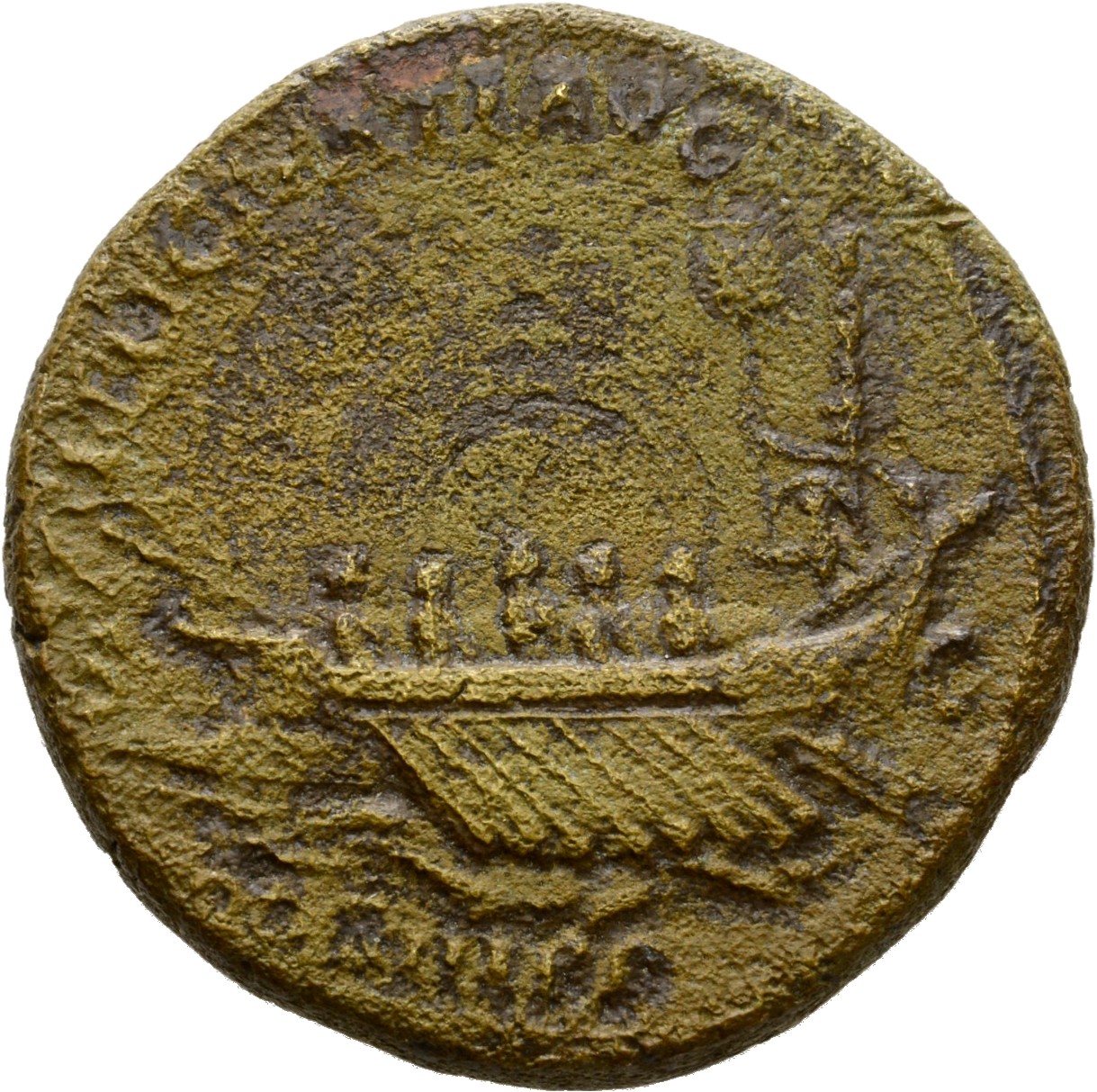 RIC II Hadrian 719d (as) Hadrian reverse, Schiff nach l. Beiderseits S - C.