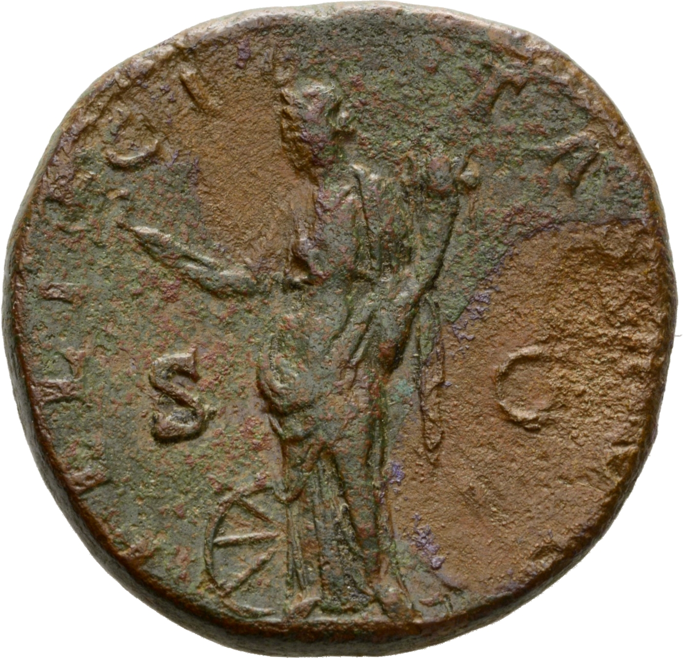 RIC II Hadrian 749e Hadrian reverse, Felicitas steht in der Vorderansicht, den Kopf nach l., im l. Arm Füllhorn (cornucopi...