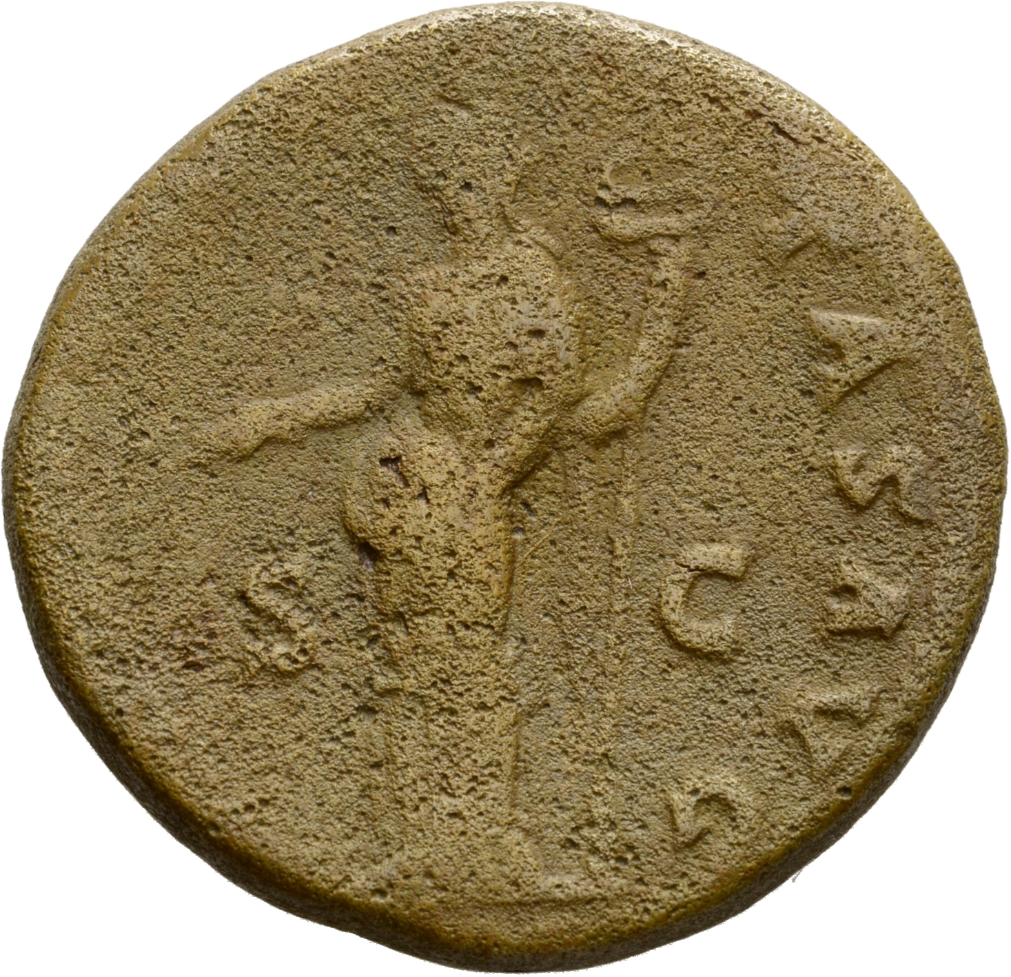 RIC II Hadrian 750d Hadrian reverse, Felicitas steht in der Vorderansicht, den Kopf nach l., in der l. Hand Heroldstab (ca...