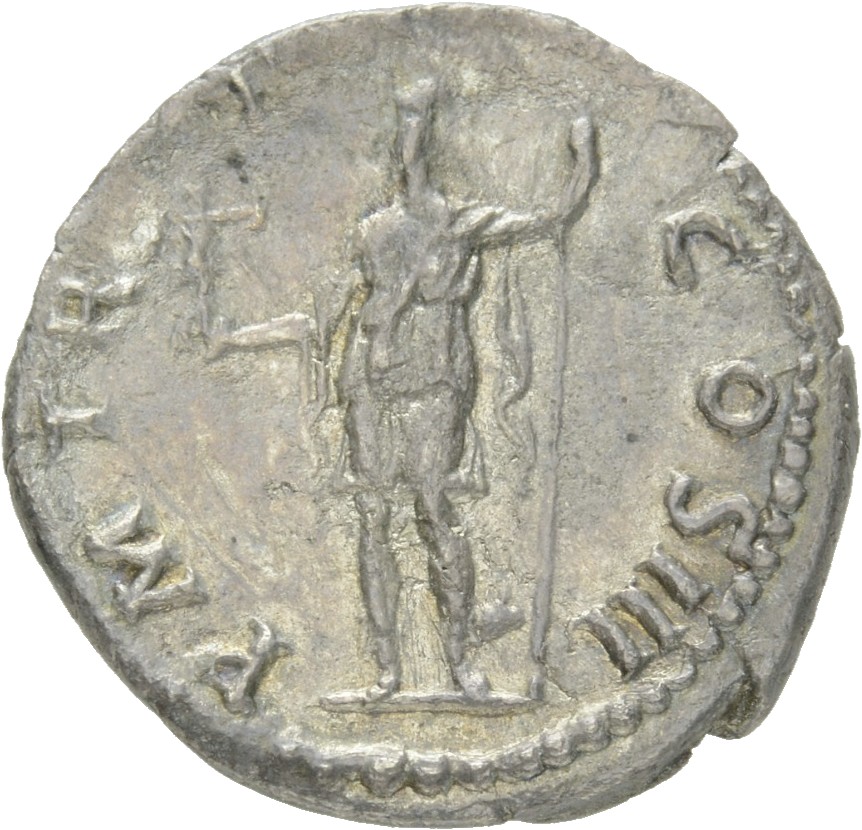 RIC II Hadrian 76 Hadrian reverse, Roma steht als Amazone gekleidet in der Vorderansicht, den Kopf nach l. In der r. Hand ...