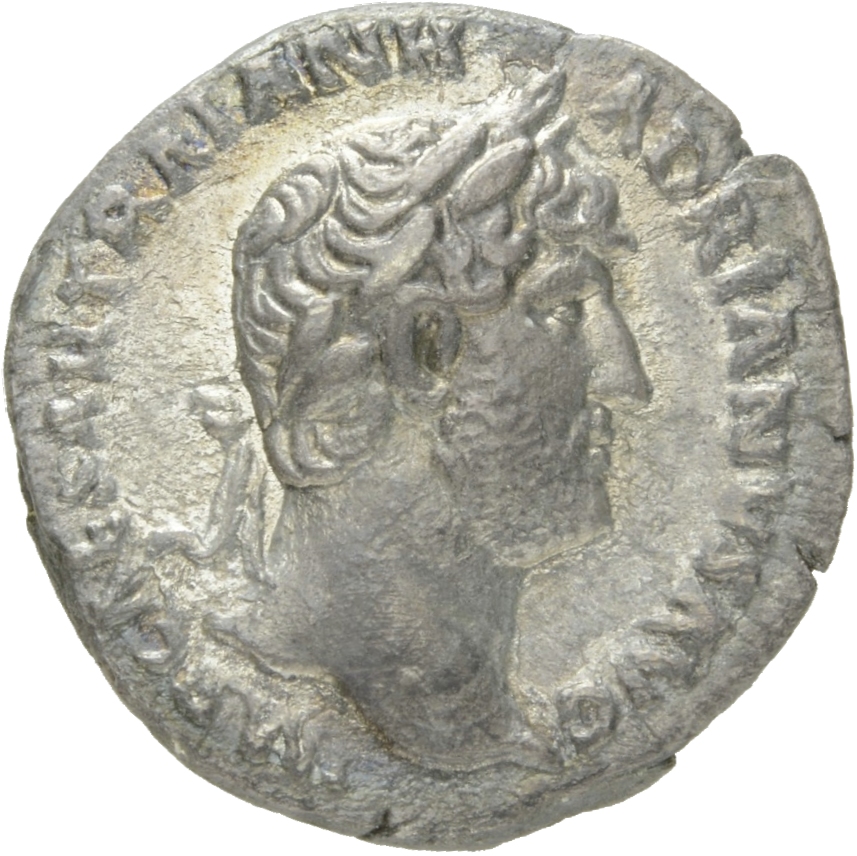 RIC II Hadrian 76 Hadrian obverse, Kopf des Hadrianus mit Lorbeerkranz nach r.