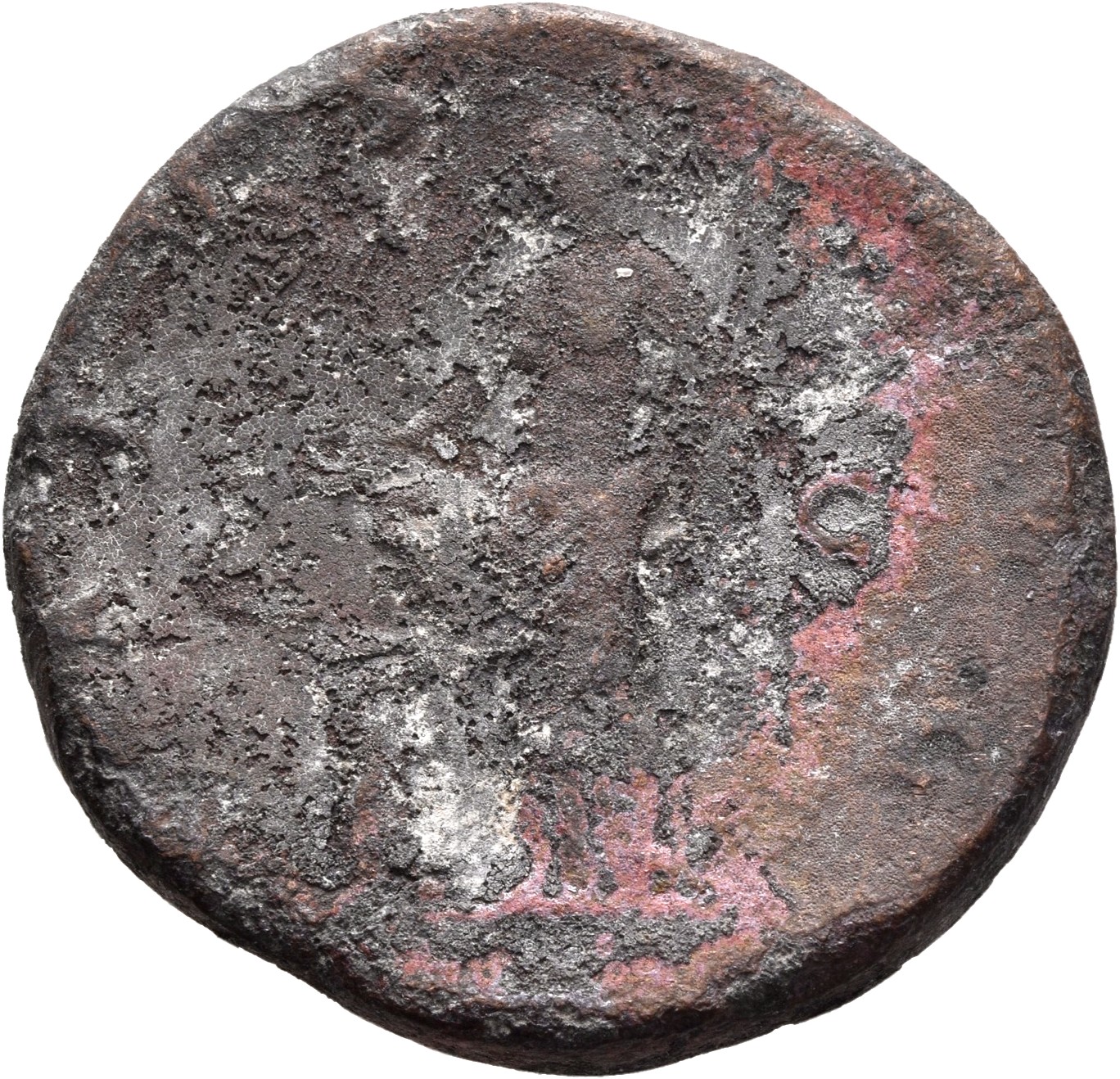RIC II Hadrian 786d Hadrian reverse, Salus mit Schale (patera) und Zepter nach links stehend füttert Schlange auf Altar.