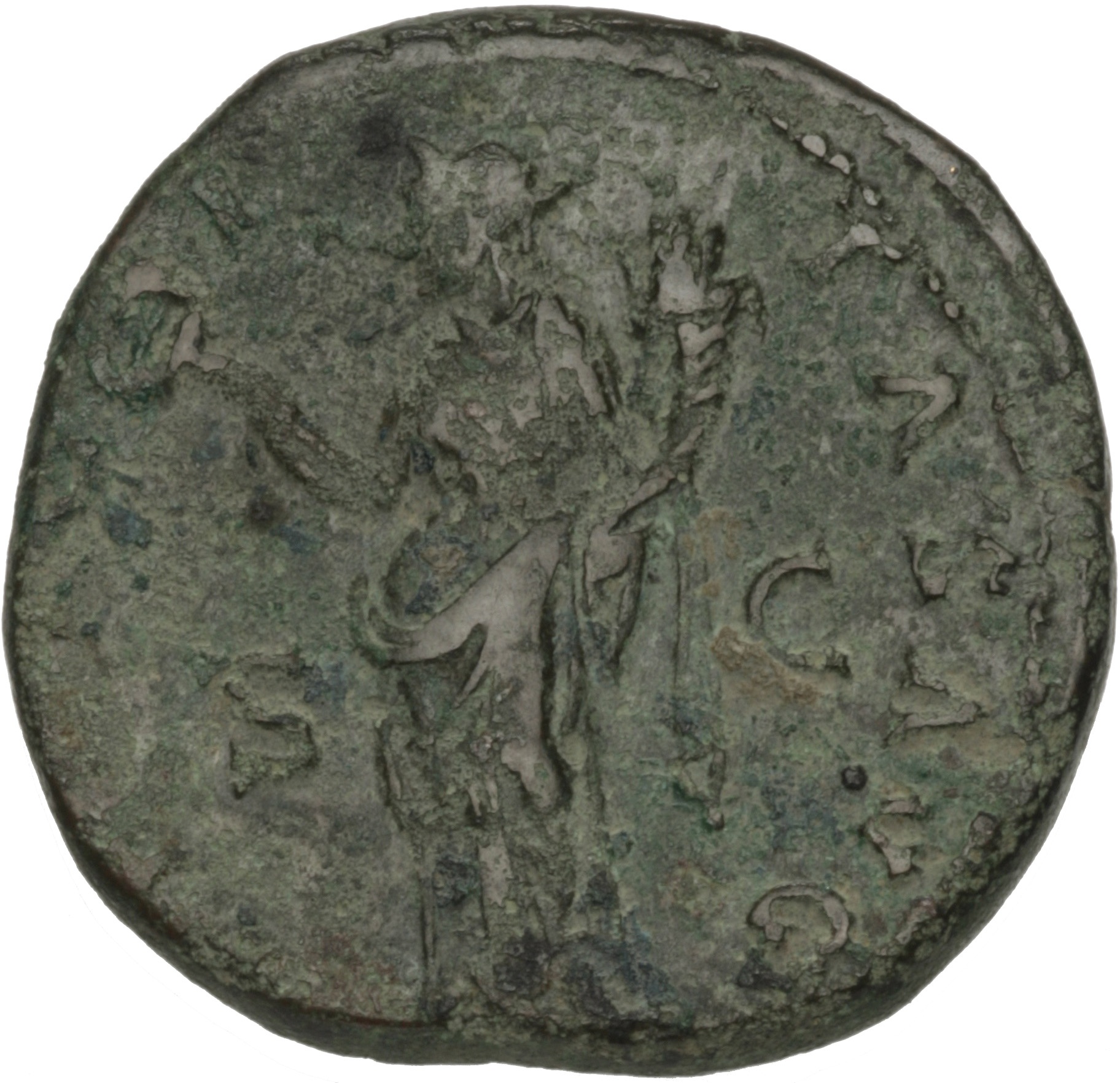 RIC II Hadrian 801c (dupondius) Hadrian reverse, Felicitas mit Caduceus und Füllhorn nach links stehend.