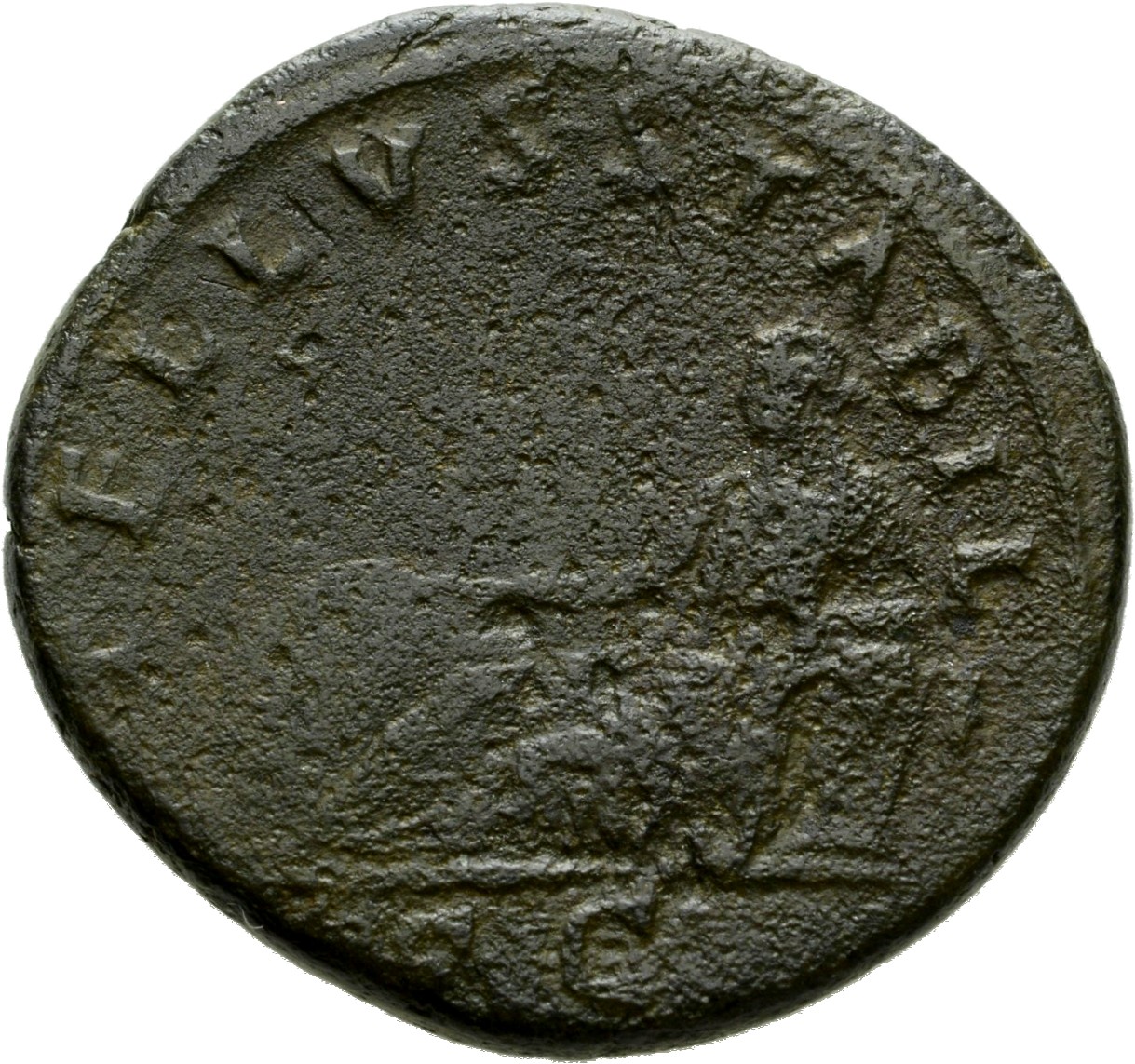 RIC II Hadrian 835d (as) Hadrian reverse, Tellus gelagert nach l. Sie lehnt mit dem l. Arm auf Korb mit Früchten. Die r. H...