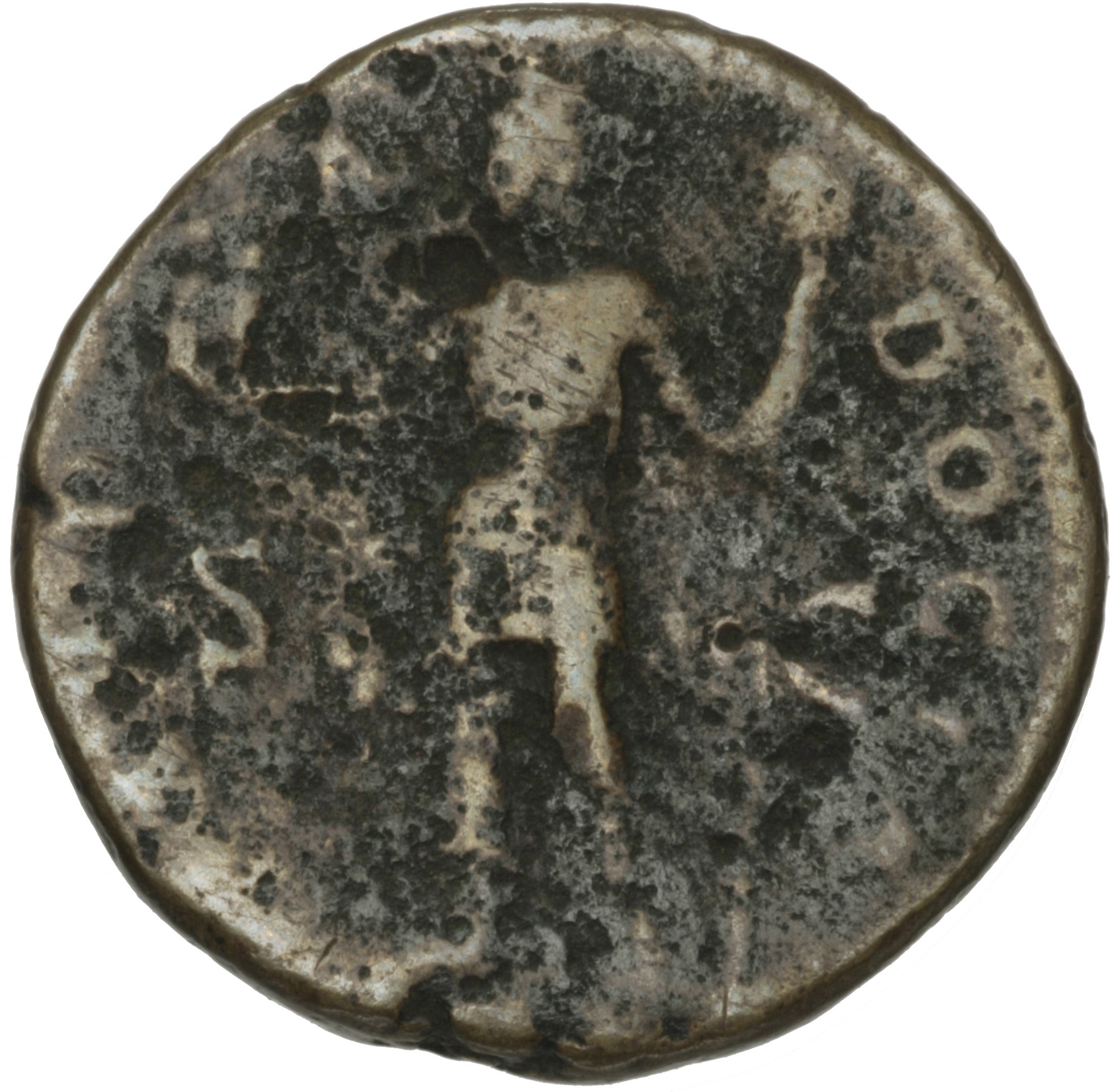 RIC II Hadrian 848f (dupondius) Hadrian reverse, Cappadocia mit Modell des Berges Argaeus und Standarte nach links stehend.