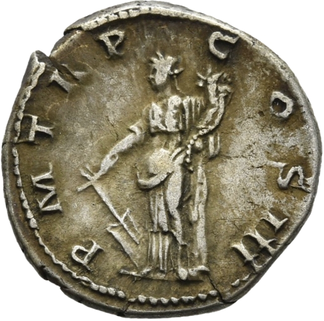RIC II Hadrian 85a Hadrian reverse, Fortuna steht in der Vorderansicht, den Kopf nach l. gewandt. Sie hält ein Ruder in ih...