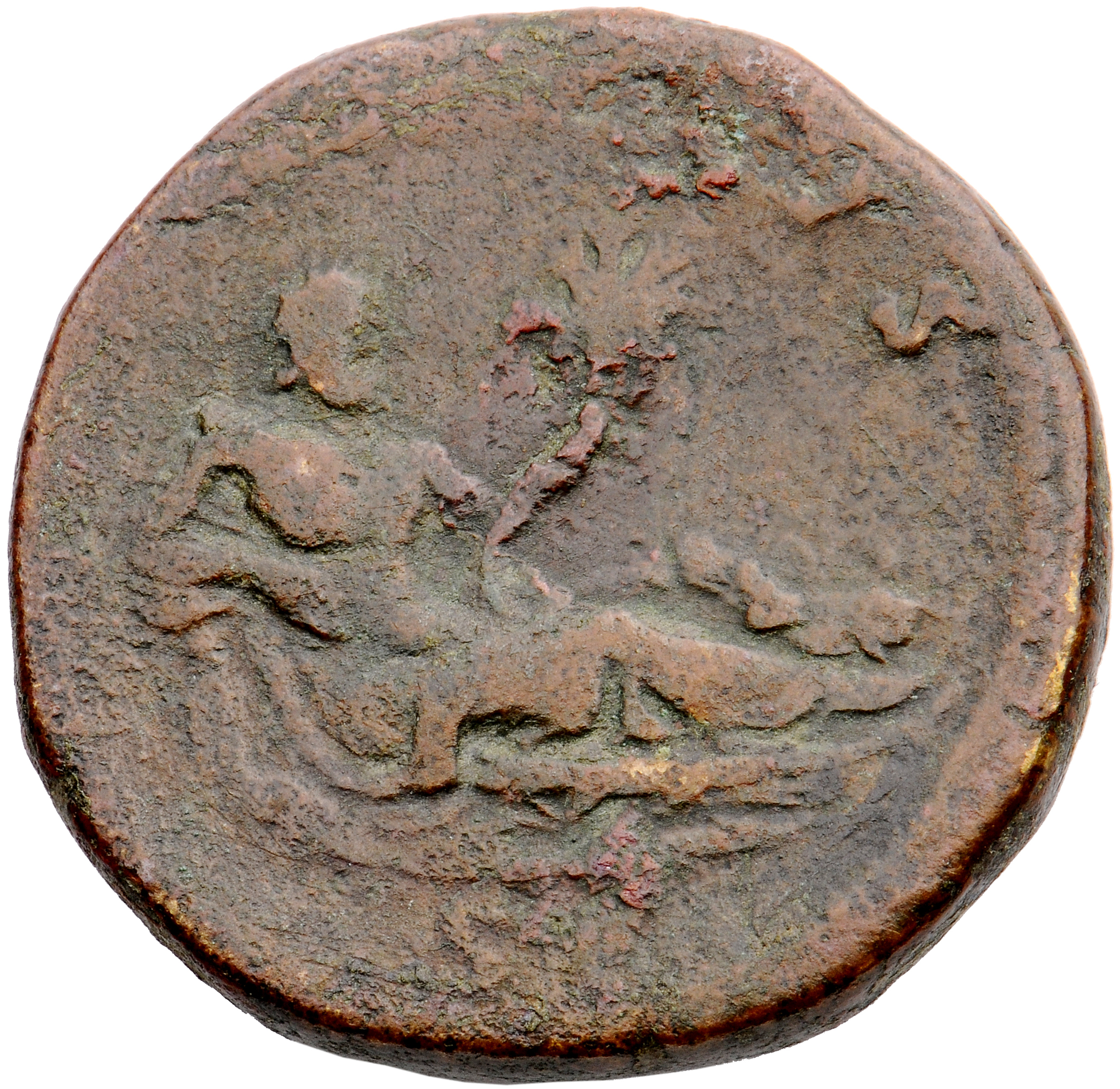RIC II Hadrian 861f Hadrian reverse, Flussgott Nilus sitzt n. r. gelagert, in der l. Hand eine Schilfpflanze (?), an seine...