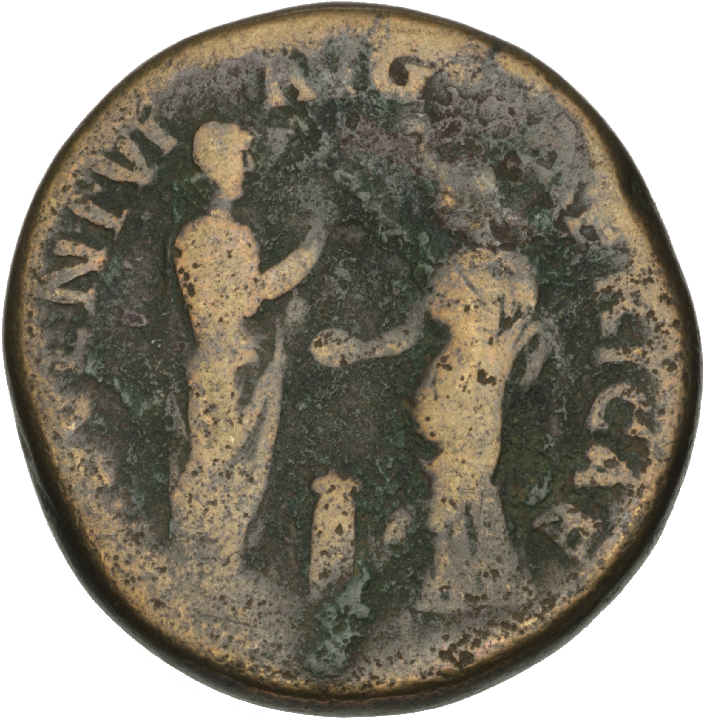RIC II Hadrian 872c Hadrian reverse, Hadrian mit Buchrolle und erhobener Rechten nach rechts stehend und Africa mit Ähren ...