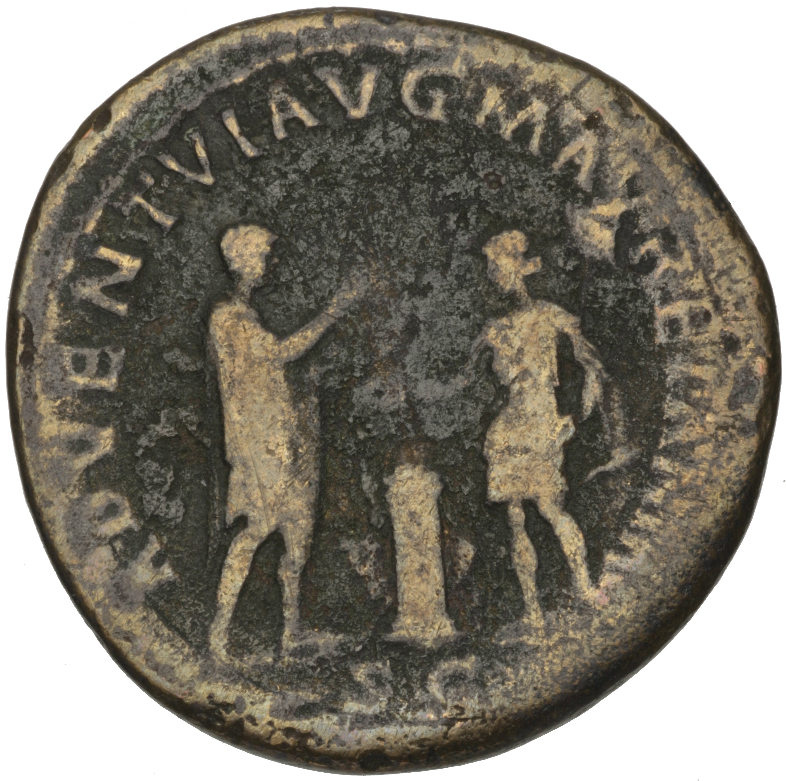RIC II Hadrian 897c Hadrian reverse, Hadrianus mit Toga steht nach r. Er hält in der l. Hand eine Schriftrole und hebt die...