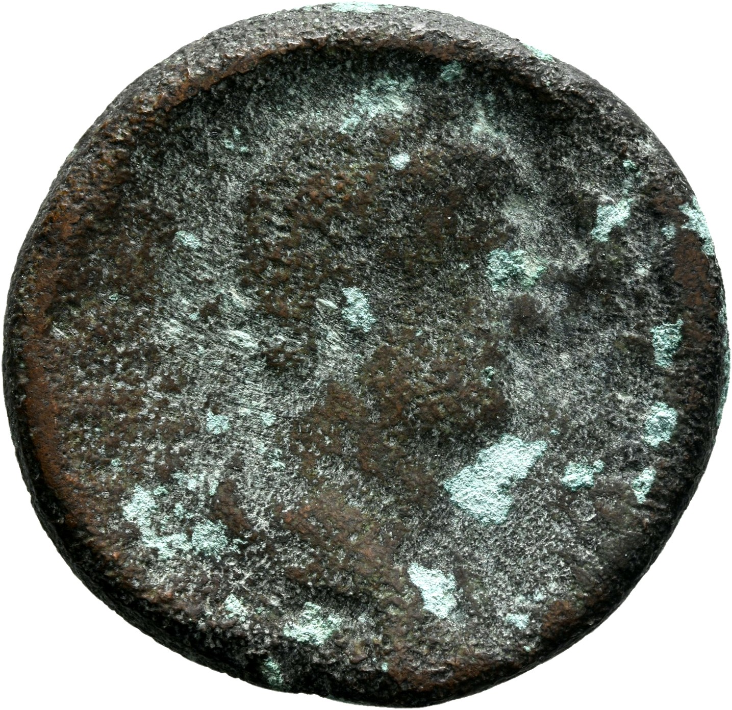 RIC II Hadrian 911 Hadrian obverse, Büste des Hadrianus mit Lorbeerkranz n. r.; Perlkreis.