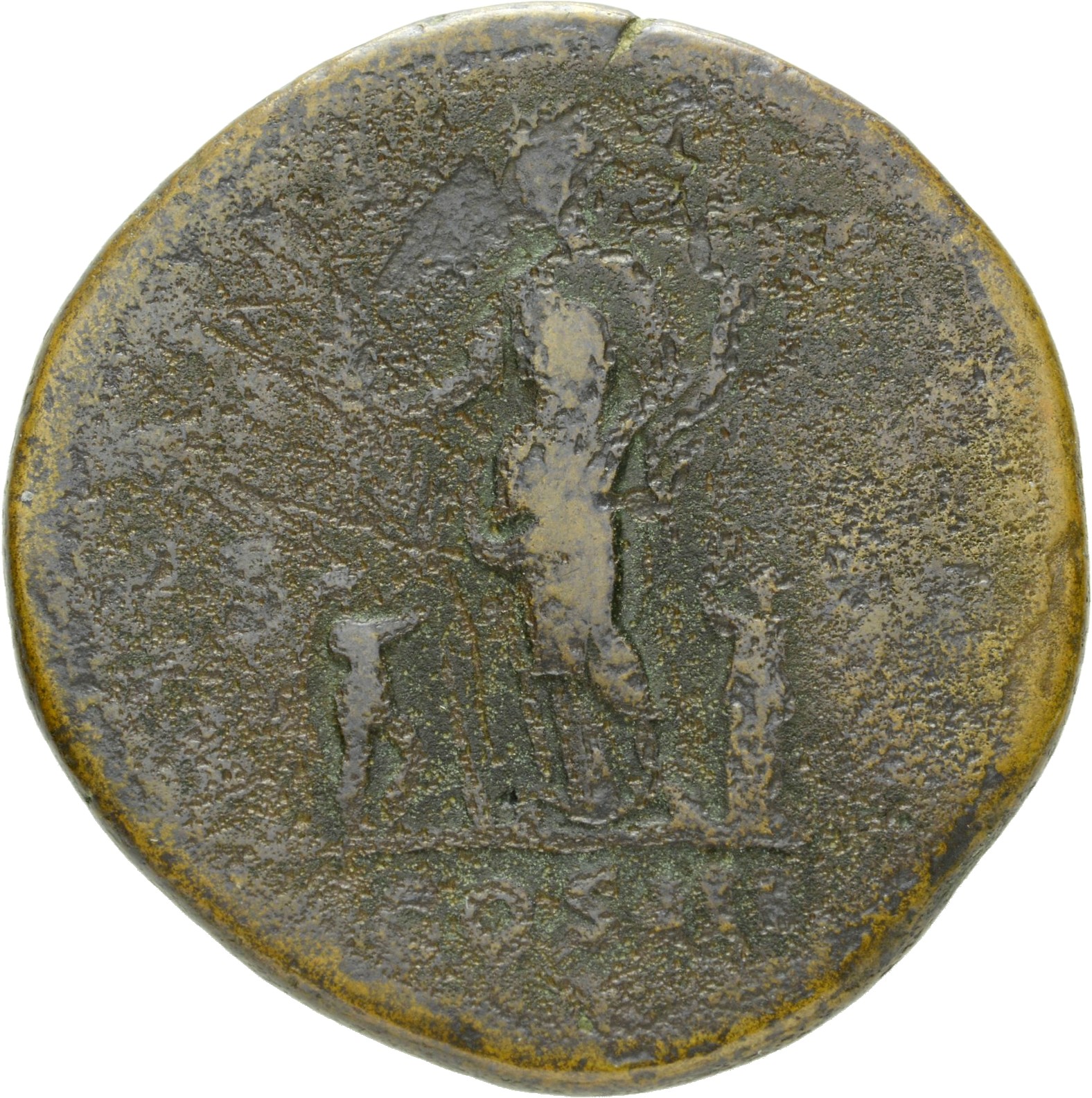 RIC II Hadrian 970c Hadrian reverse, Hilaritas steht in der Vorderansicht, den Kopf nach l., in der r. Hand Palmwedel und ...