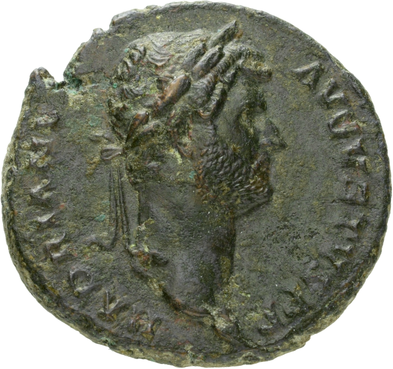 RIC II Hadrian 975b Hadrian obverse, Kopf des Hadrianus mit Lorbeerkranz nach r.