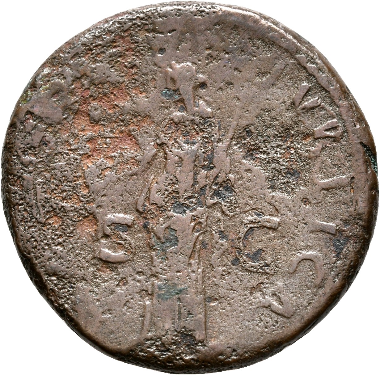 RIC II Nerva 100 (as) Nerva reverse, Libertas, draped, standing left, holding pileus in right hand and short sceptre, poin...