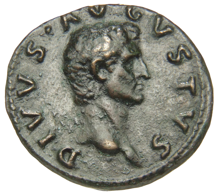 RIC II Nerva 128 Nerva obverse, Head of Divus Augustus, bare, right