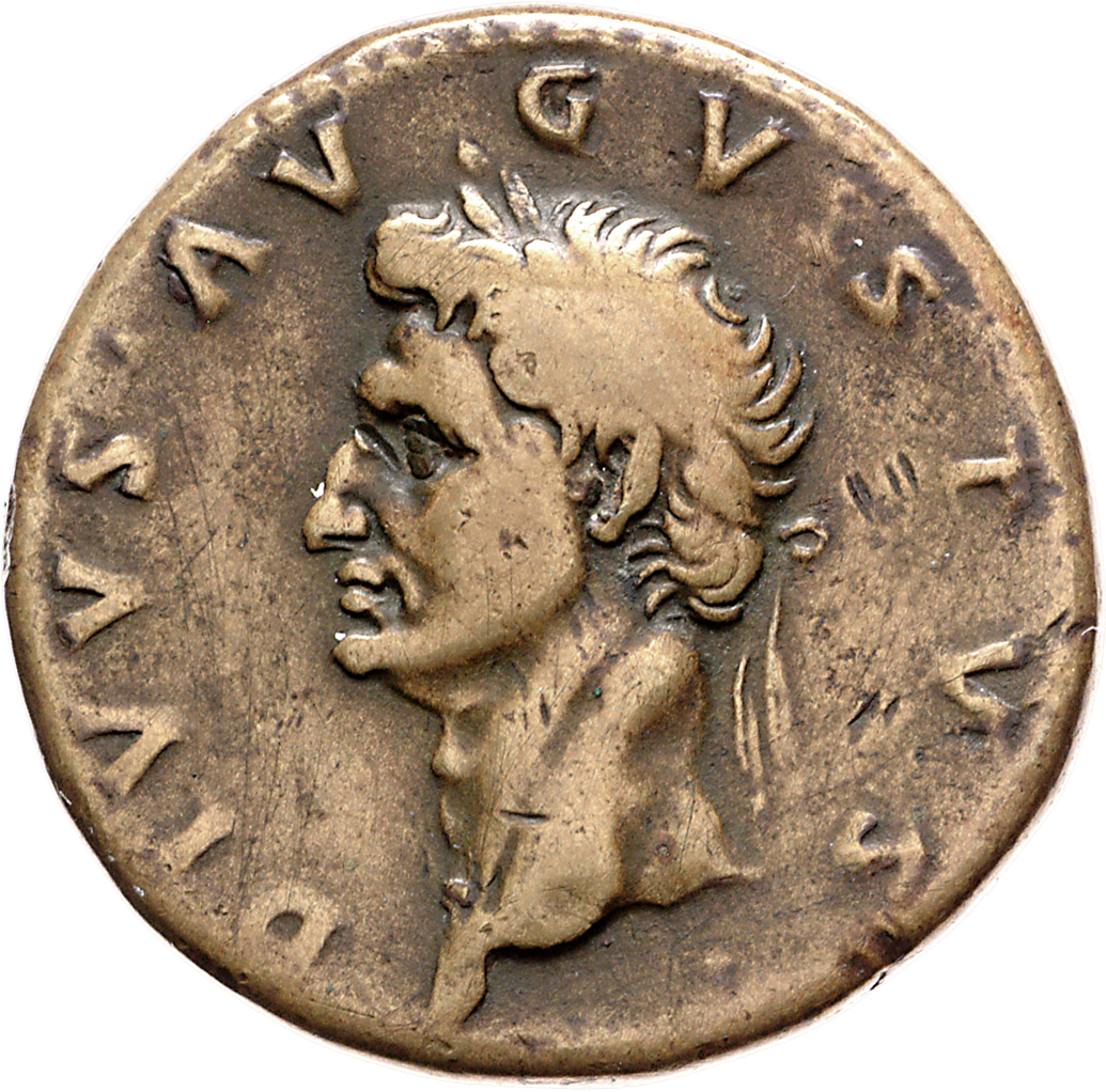 RIC II Nerva 135 Nerva obverse, Head of Divus Augustus, laureate, left