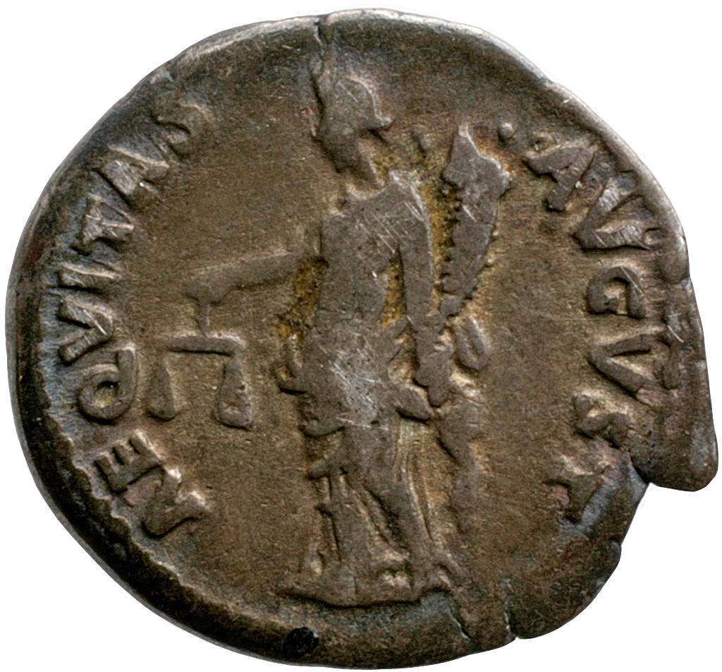 RIC II Nerva 1 (denarius) Nerva reverse, Aequitas, draped, standing left, holding scales in right hand and cornucopiae in ...