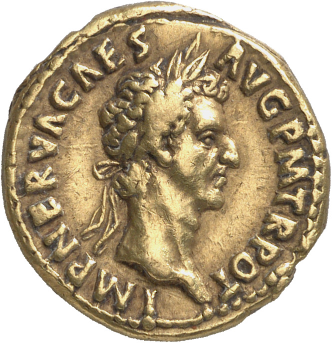 RIC II Nerva 24 (aureus) Nerva obverse, Head of Nerva, laureate, right