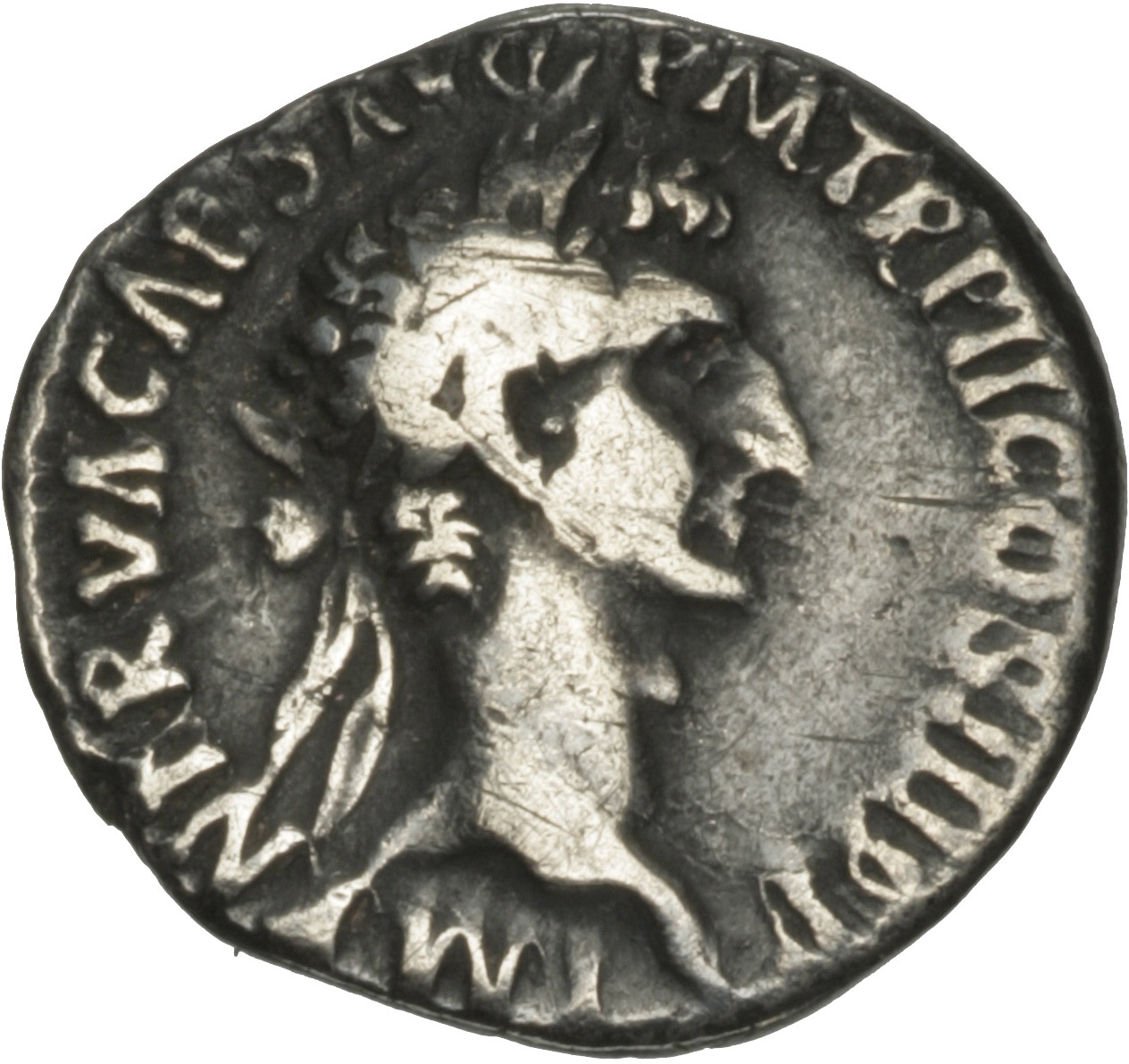 RIC II Nerva 25 (denarius) Nerva obverse — Head of Nerva, laureate, right
