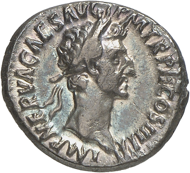 RIC II Nerva 26 Nerva obverse, Head of Nerva, laureate, right