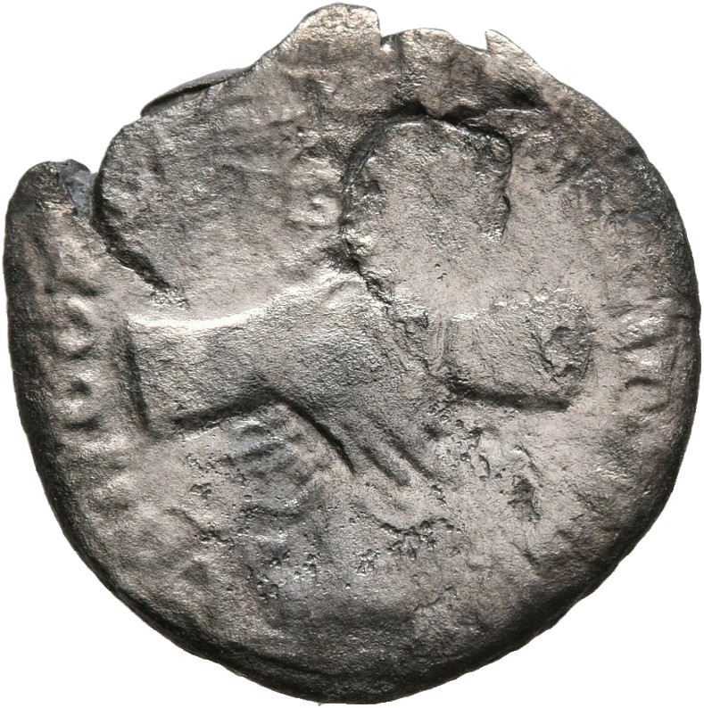 RIC II Nerva 27 (denarius) Nerva reverse, Clasped hands holding aquila set on prow, left