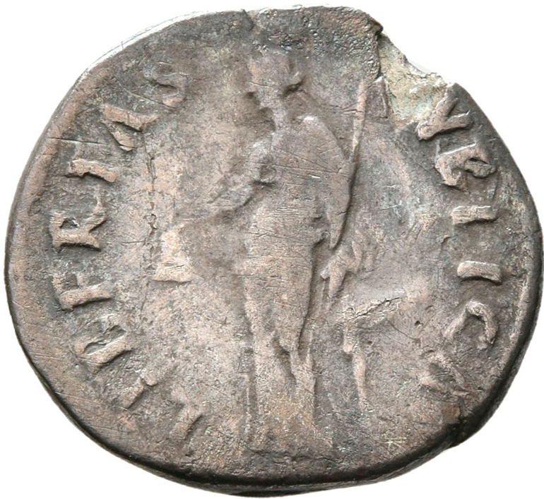 RIC II Nerva 31 (denarius) Nerva reverse, Libertas, draped, standing left, holding pileus in right hand and short sceptre,...