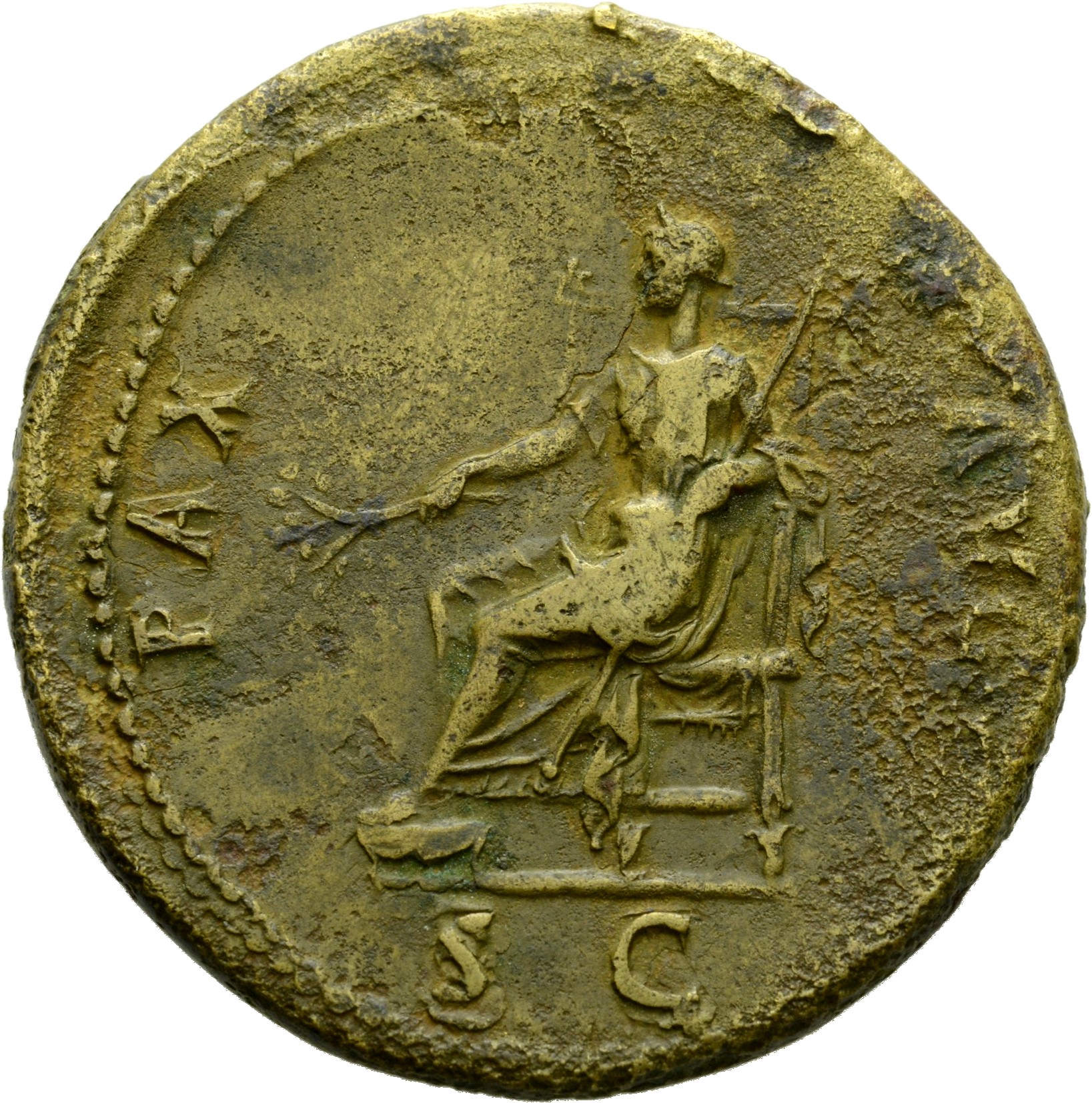 RIC II Nerva 66 Nerva reverse, Pax seated left, holding branch and sceptre