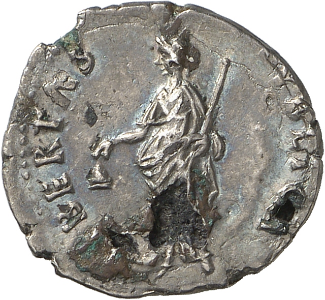 RIC II Nerva 7 (denarius) Nerva reverse, Libertas, draped, standing left, holding pileus in right hand and short sceptre, ...