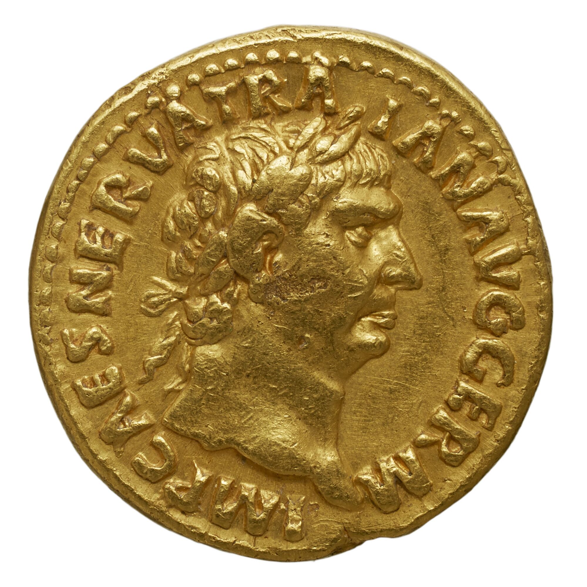 RIC II Nerva 8 Nerva obverse, Head of Nerva, laureate, right