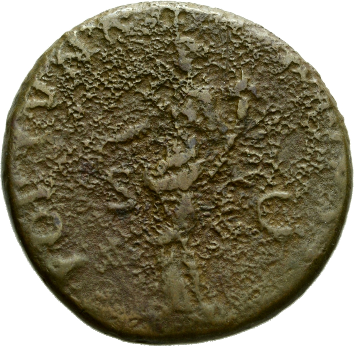 RIC II Nerva 83 (as) Nerva reverse, Fortuna, draped, standing left, holding rudder set on ground in right hand and cornuco...