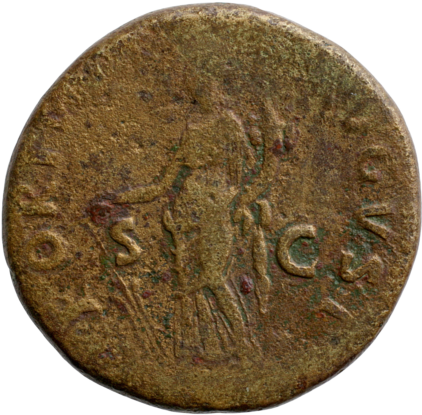 RIC II Nerva 99 Nerva reverse, Fortuna, draped, standing left, holding rudder set on ground in right hand and cornucopiae ...