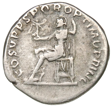 RIC II Trajan 116 Trajan reverse, Roma, helmeted, in military dress, seated left, holding Victory on extended right hand a...