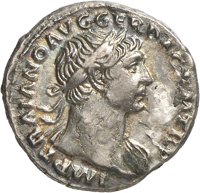 RIC II Trajan 119 Trajan obverse, Bust of Trajan, laureate, draped, right (sometimes draped on left shoulder)