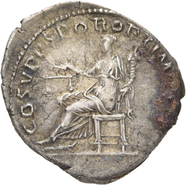 RIC II Trajan 119 Trajan reverse — Aequitas, draped, seated left on chair without back, holding scales in right hand and c...
