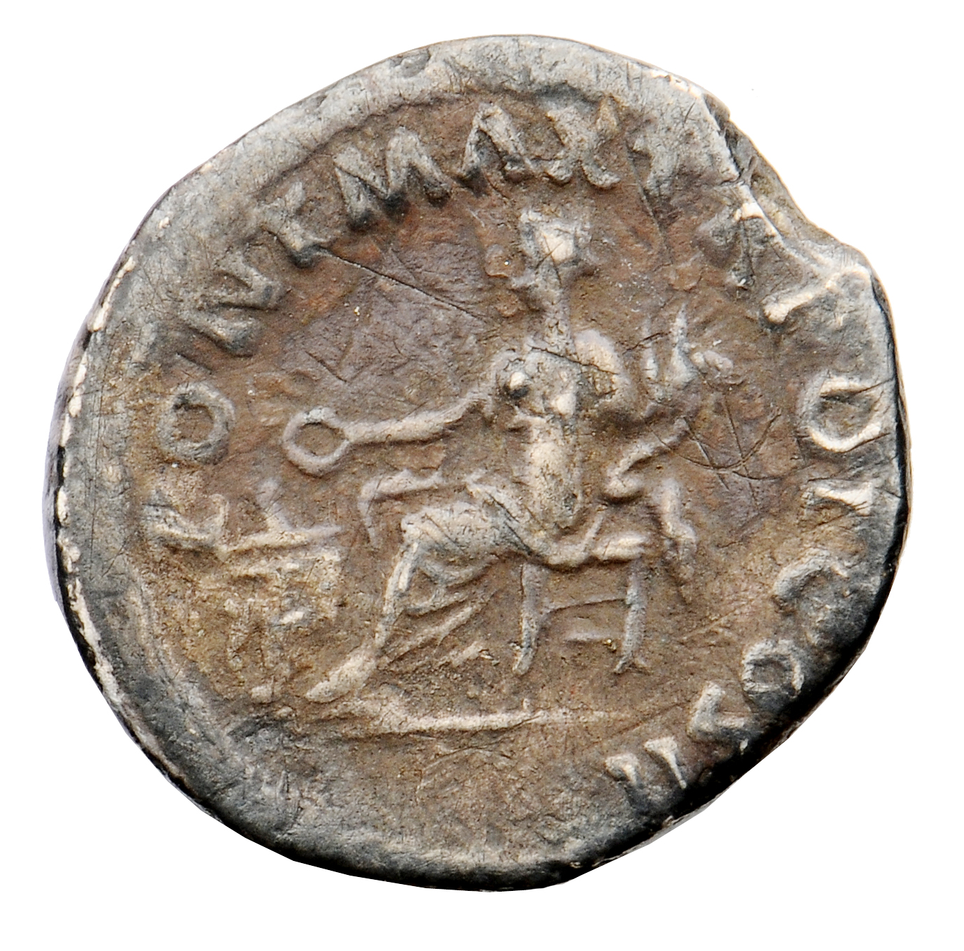 RIC II Trajan 12 Trajan reverse, Concordia, draped, seated left, sacrificing out of patera over garlanded and lighted alta...