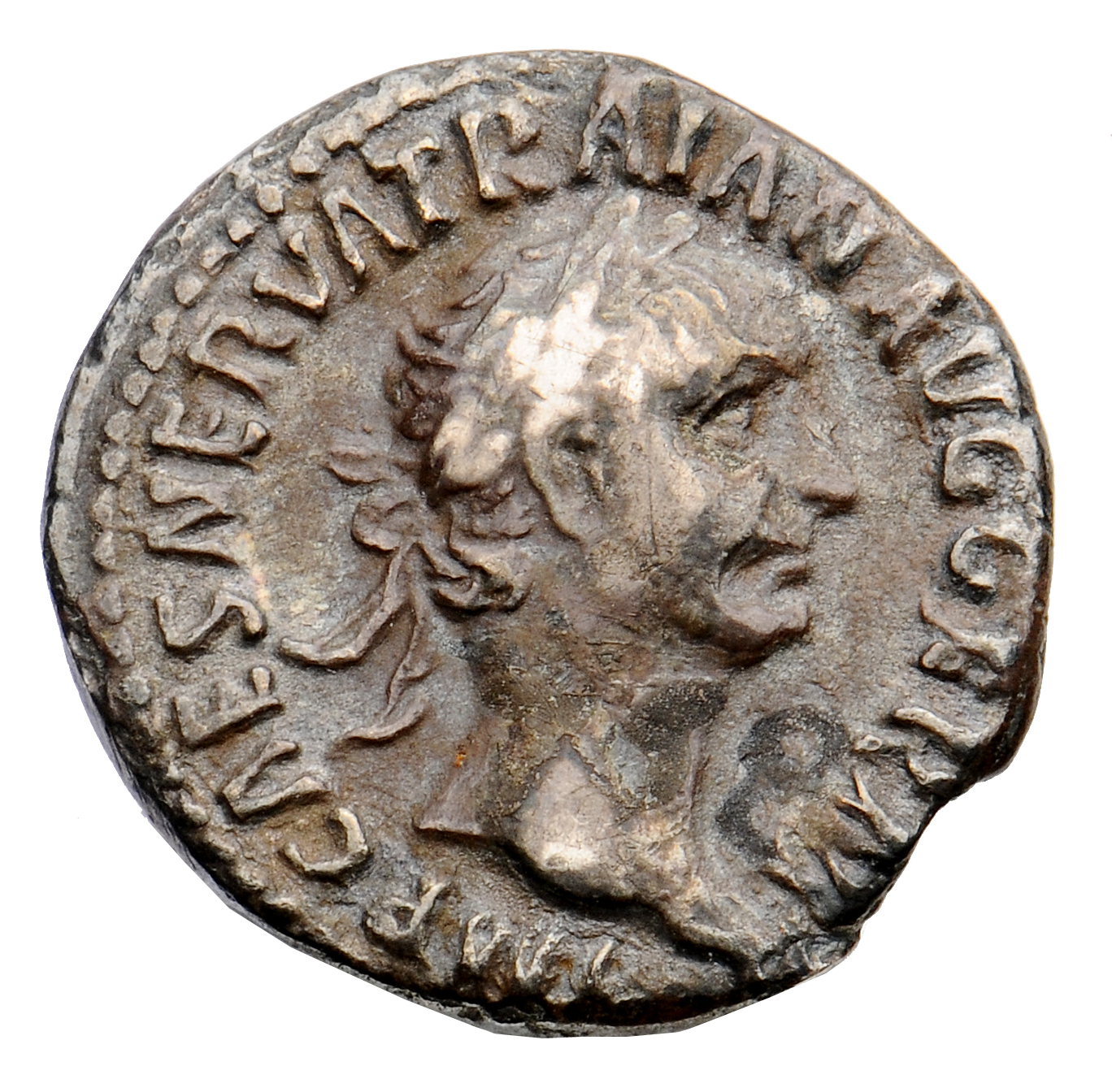 RIC II Trajan 12 Trajan obverse, Head of Trajan, laureate, right
