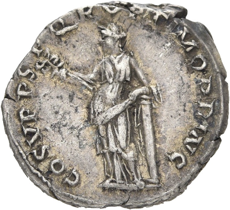 RIC II Trajan 120 Trajan reverse — Felicitas, draped, standing left, holding caduceus in right hand and resting left arm o...