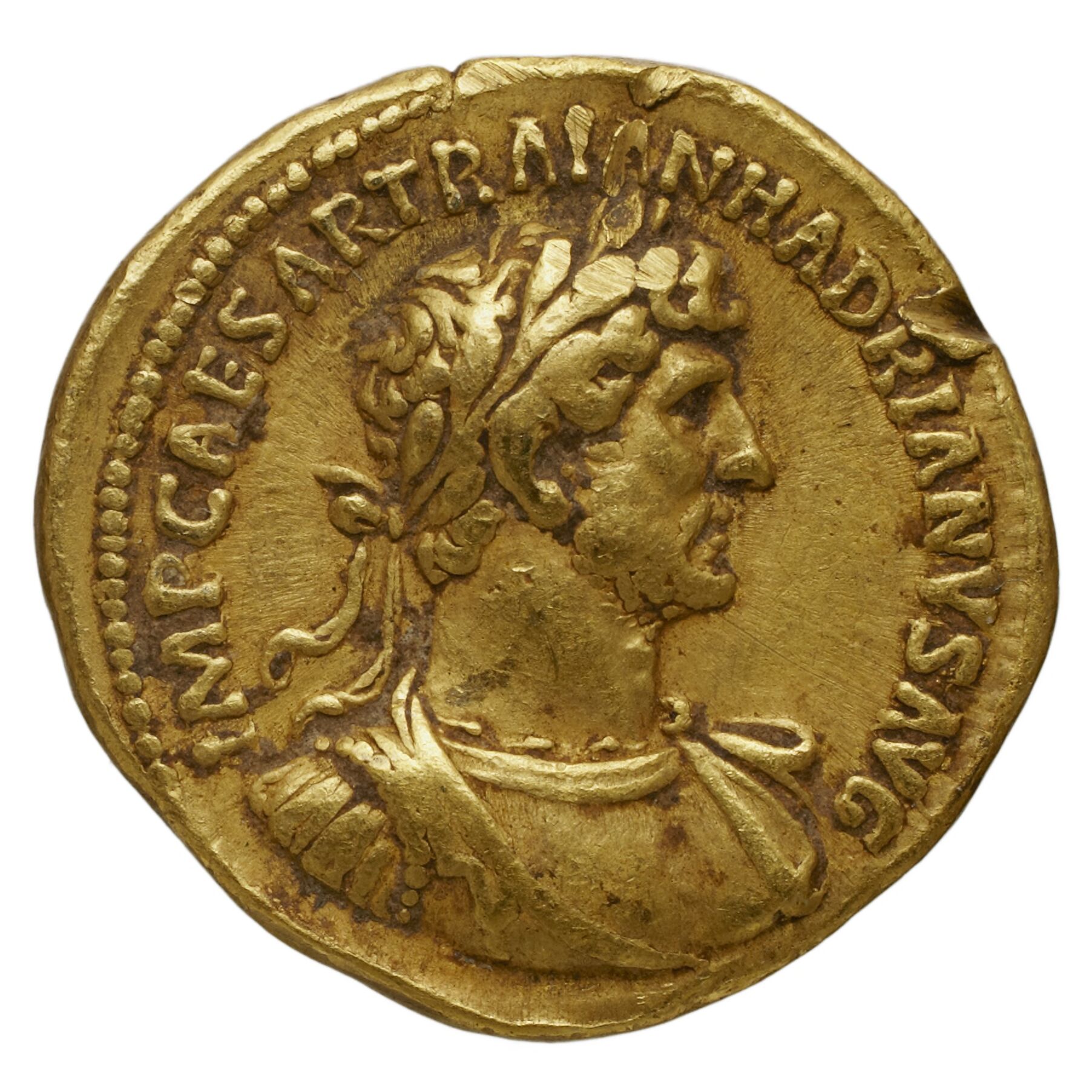 RIC II Trajan 123 Trajan obverse — Bust of Trajan, laureate, draped, right