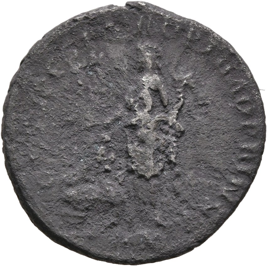 RIC II Trajan 125 Trajan reverse, Pax, draped, standing left, holding cornucopiae and setting fire to heap of spoils