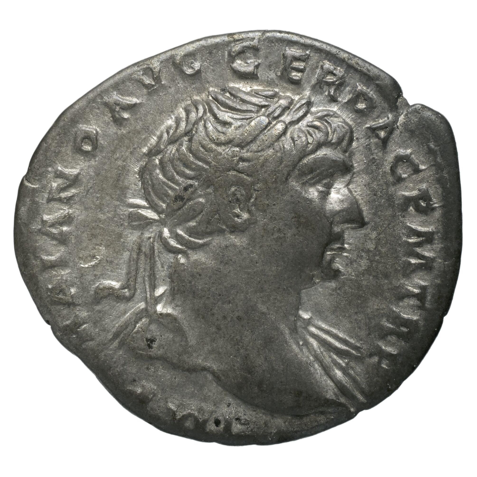 RIC II Trajan 126 Trajan obverse — Bust of Trajan, laureate, draped on left shoulder, right