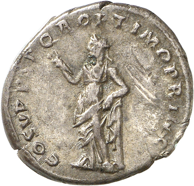 RIC II Trajan 126 Trajan reverse — Pax, draped, standing left, holding olive-branch up in right hand and resting left arm ...