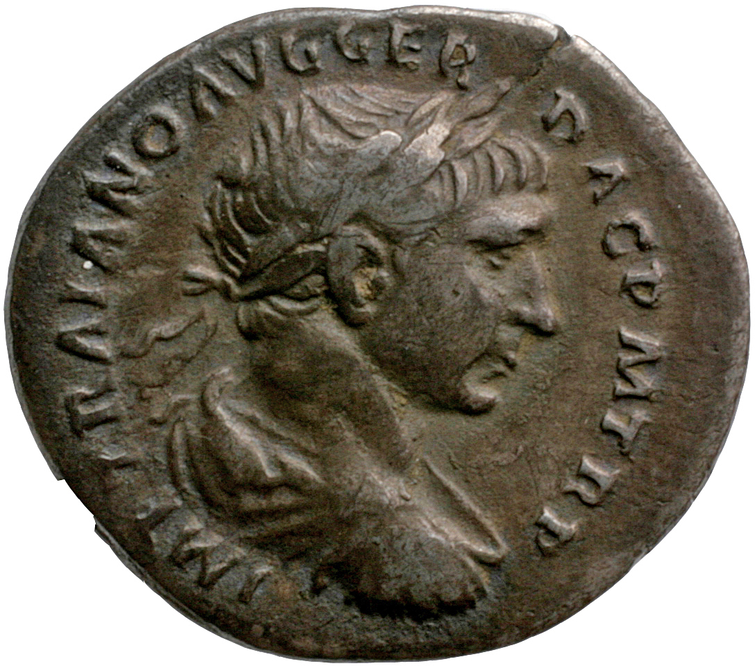 RIC II Trajan 128 Trajan obverse, Bust of Trajan, laureate, right (sometimes draped on left shoulder)