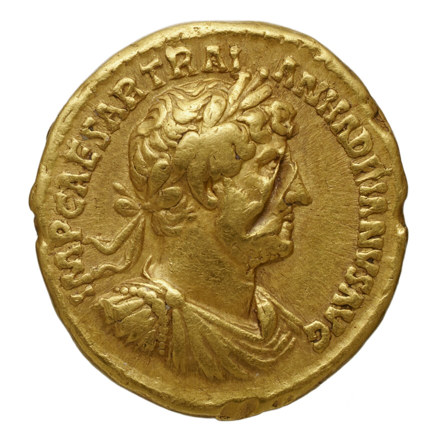 RIC II Trajan 136 Trajan obverse — Bust of Trajan, laureate, draped, cuirassed, right