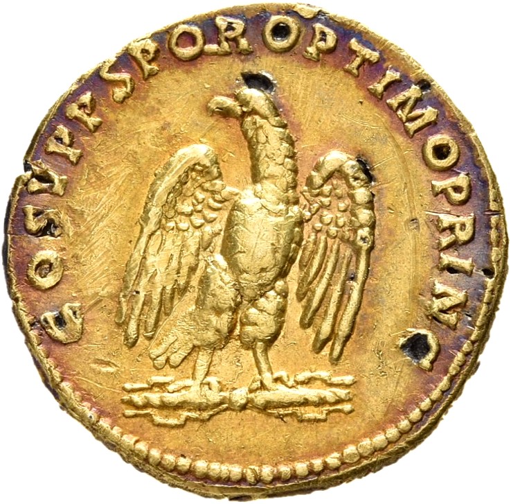 RIC II Trajan 144 Trajan reverse, Eagle standing on thunderbolt, head left
