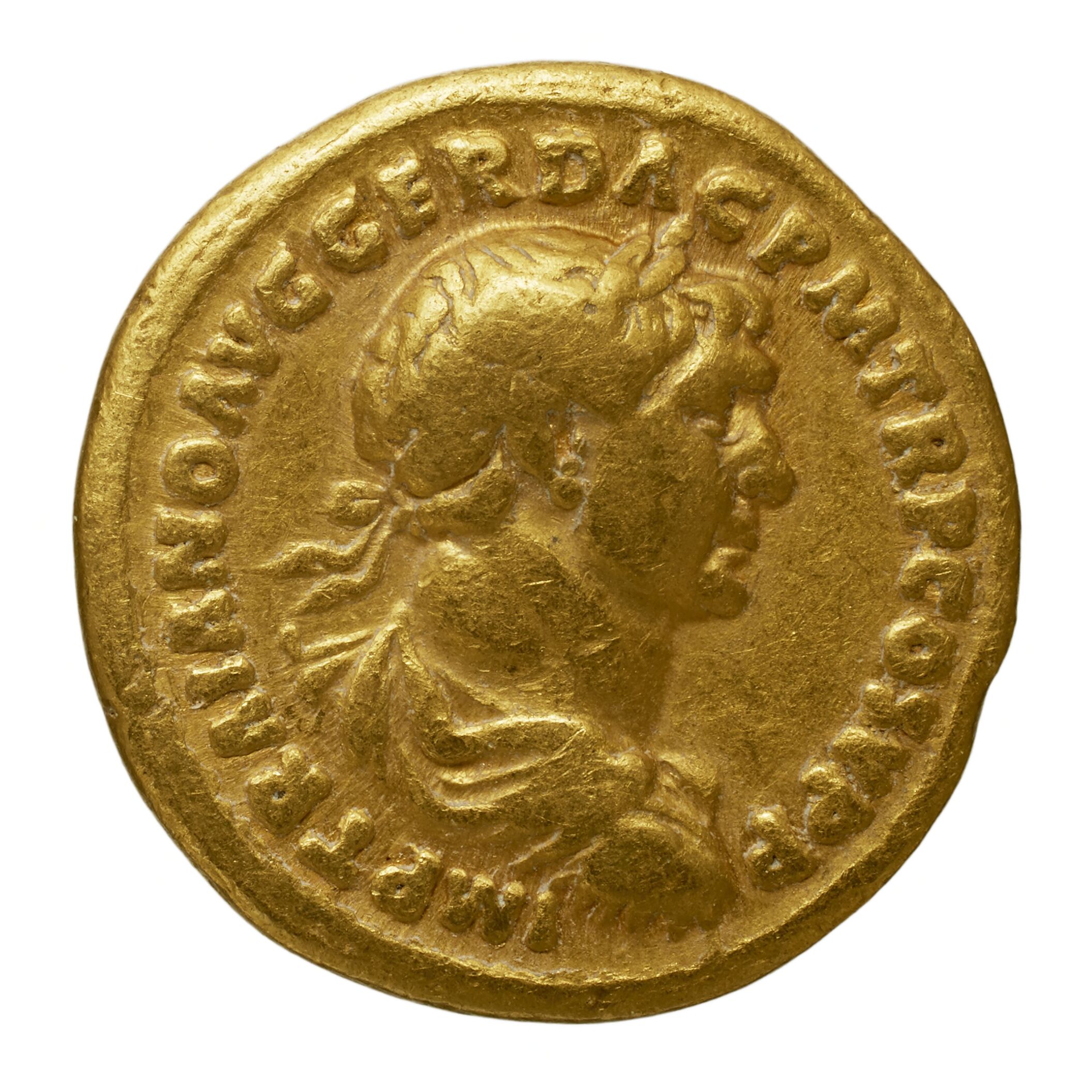 RIC II Trajan 150 Trajan obverse — Bust of Trajan, laureate, draped, cuirassed, right