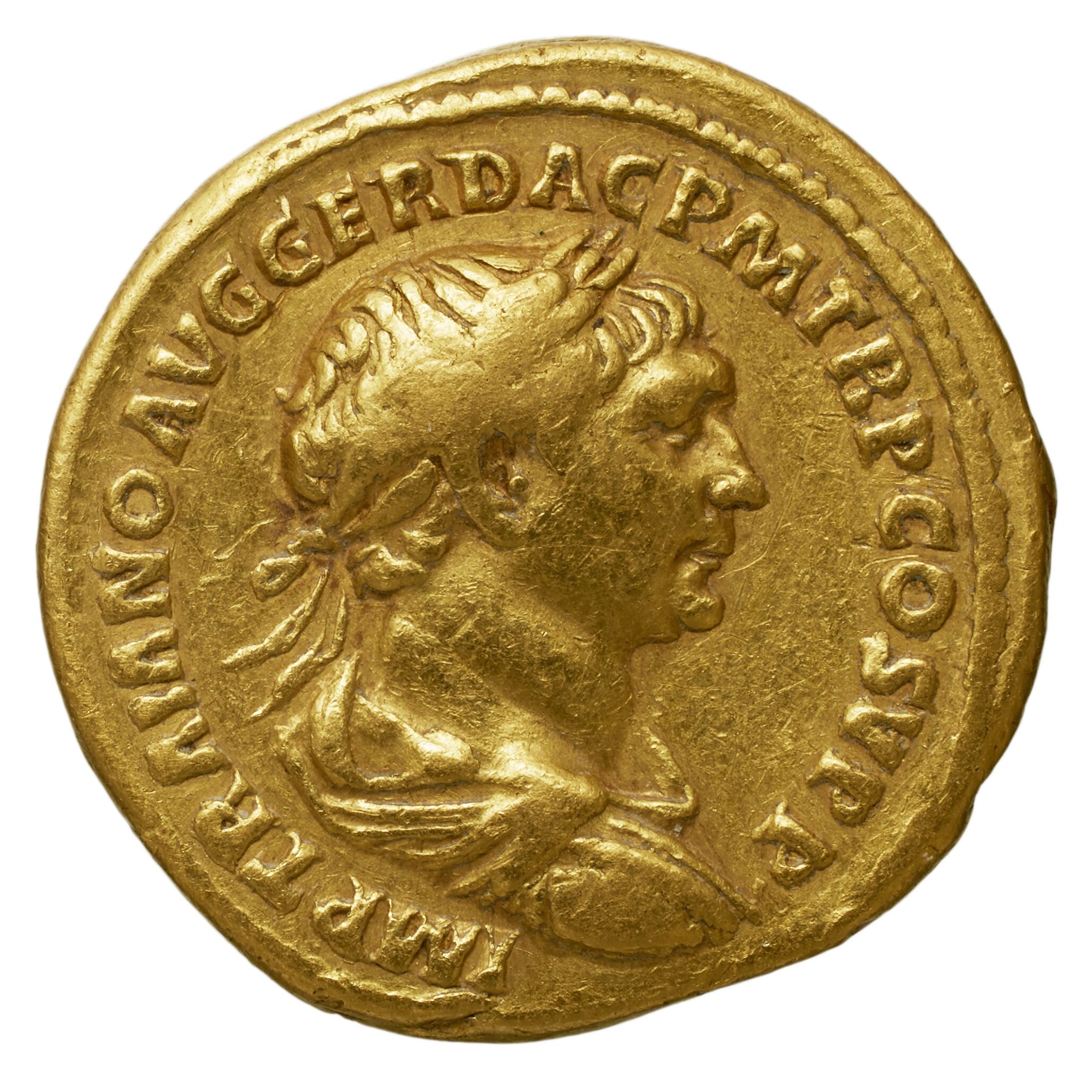 RIC II Trajan 152 Trajan obverse — Head of Trajan, laureate, right